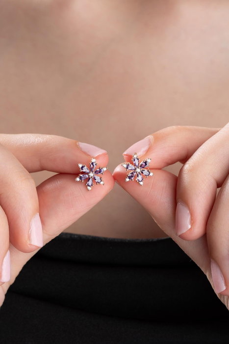 Heliophilia Silver Pendientes de Plata de Ley 925 con Baño de Oro Rosa y Circón